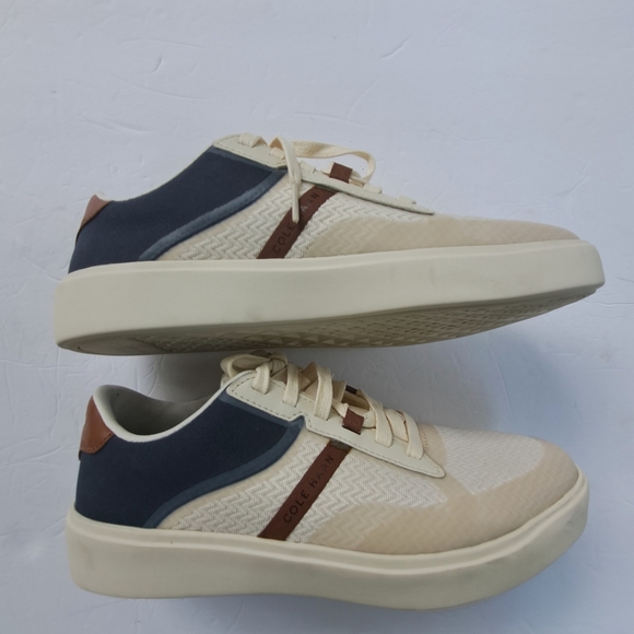 Men's Cream and Brown Cole 8.5 Med Sneakers B1 - Picture 2 of 12